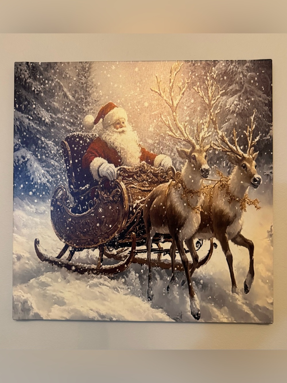 Santa Sleigh Wall Art - Festive Holiday Canvas Print